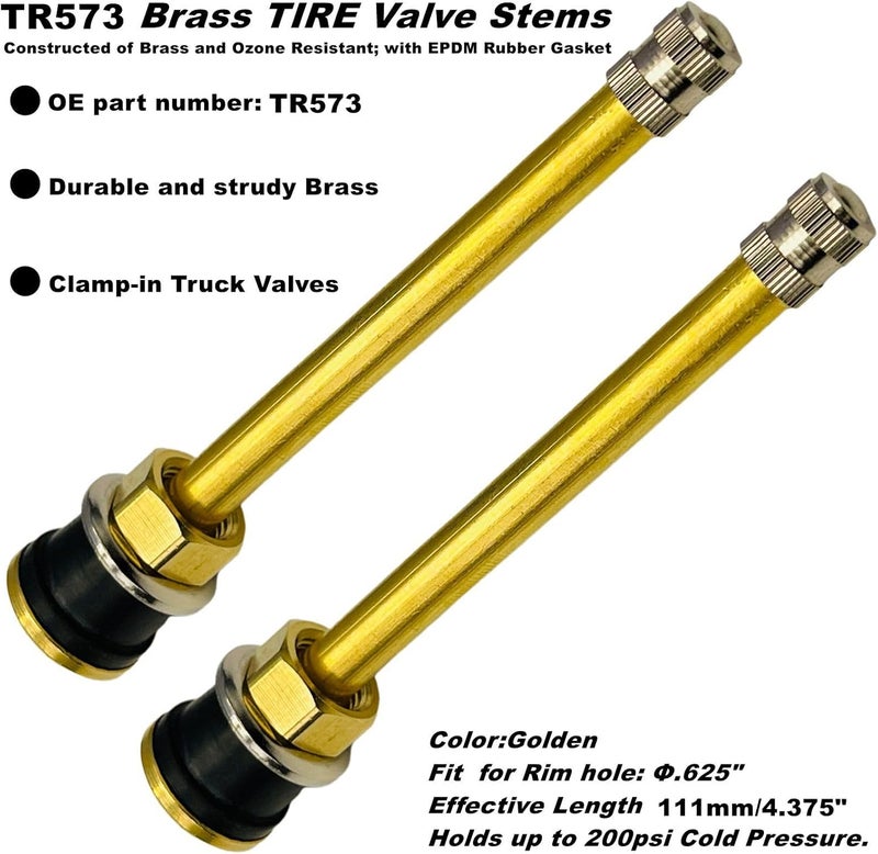 AKISS TR573 Truck Valve Stems (Pack of 10), Brass Commercial 4-3/8 Valve Stems for Rim Φ.625",Replacement Truck Valve Stems,Clamp-in Brass Tire Valve Stem for Truck and Bus Tires - Image 3